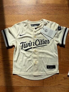 Nike Cream and Navy Twin Cities Kids Baseball Jersey